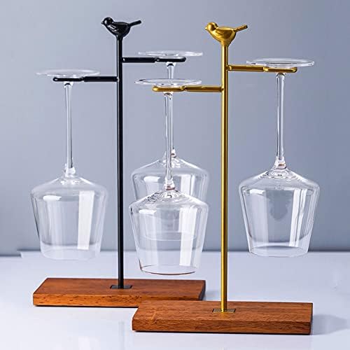 NWB Upside Down Wine Glass Rack - Gold Finish Holds 2 Glasses