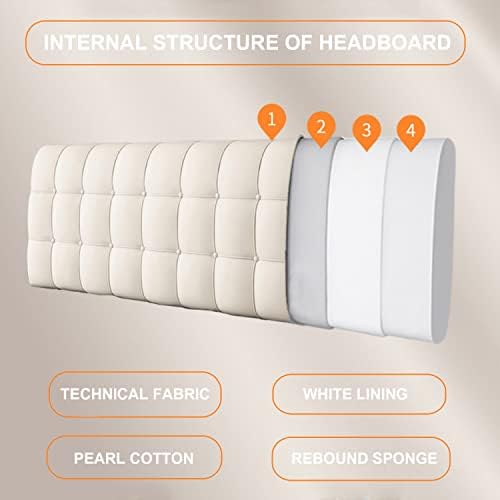 ZZYK Rectangle Bed Backboard Reading Pillow with Headboard Black