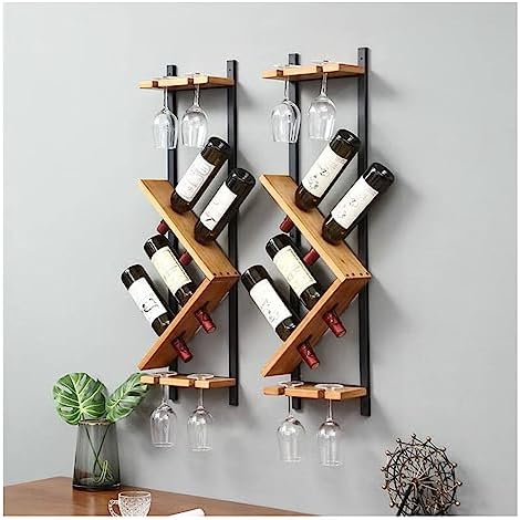 ZJDYDY Wall-Mounted Wooden Wine Rack Set
