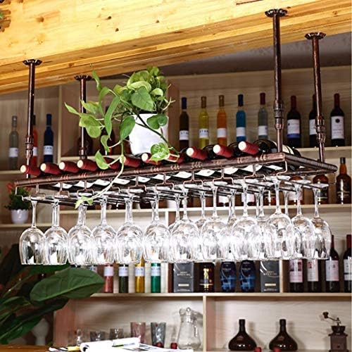 Adjustable Ceiling Wine Glass Holder Rustic Metal Wine Rack