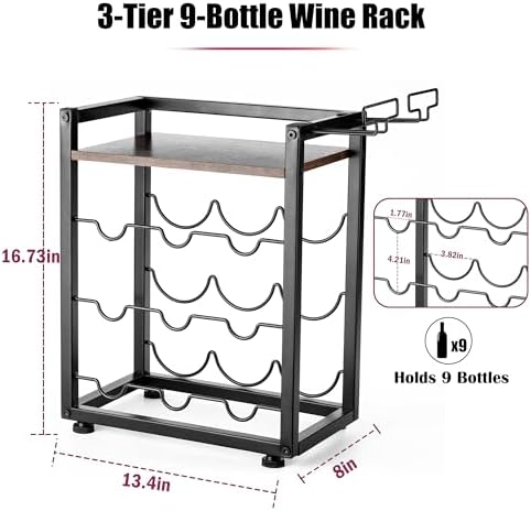 Facka 4-Tier Tabletop Wine Rack with 9 Bottles 1
