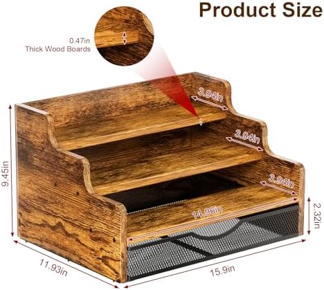 Yuzehuaza 3-Tier Liquor Display Shelf with Drawer