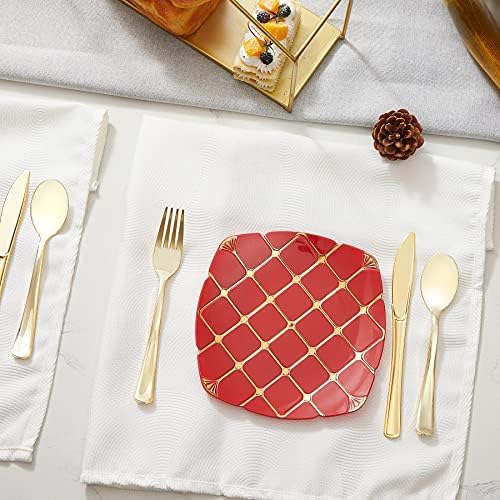 N9R 100PCS Gold Plastic Cutlery Set