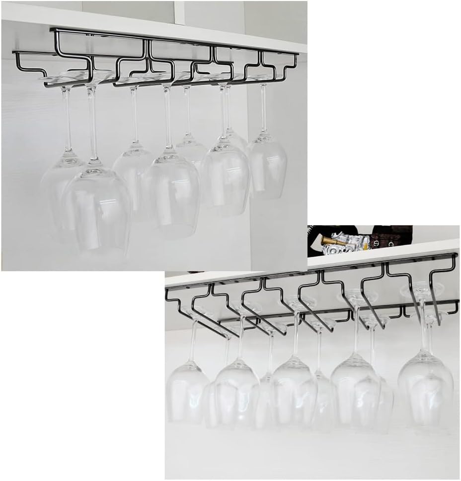 LYRWISHLTD Wine Glass Rack Under Cabinet 4 Slots