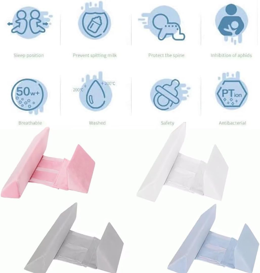 HIORYEAR Baby Side Sleeper Wedge Adjustable Pillow Set Gray