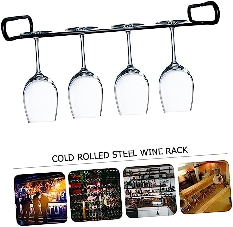 Cabilock Iron Art Wine Glass Holder Rack - Space-saving Black Single Row