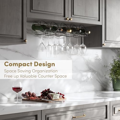 xympo Under Cabinet Wine Rack with Glass Hanger Set of 5