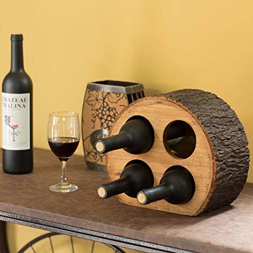 Vintiquewise Round Wood Log Style 4 Bottle Wine Rack