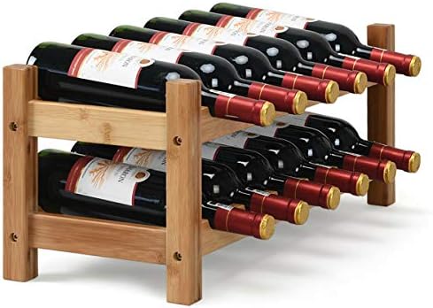 COSTWAY 12-Bottle Bamboo Wine Rack Free Standing
