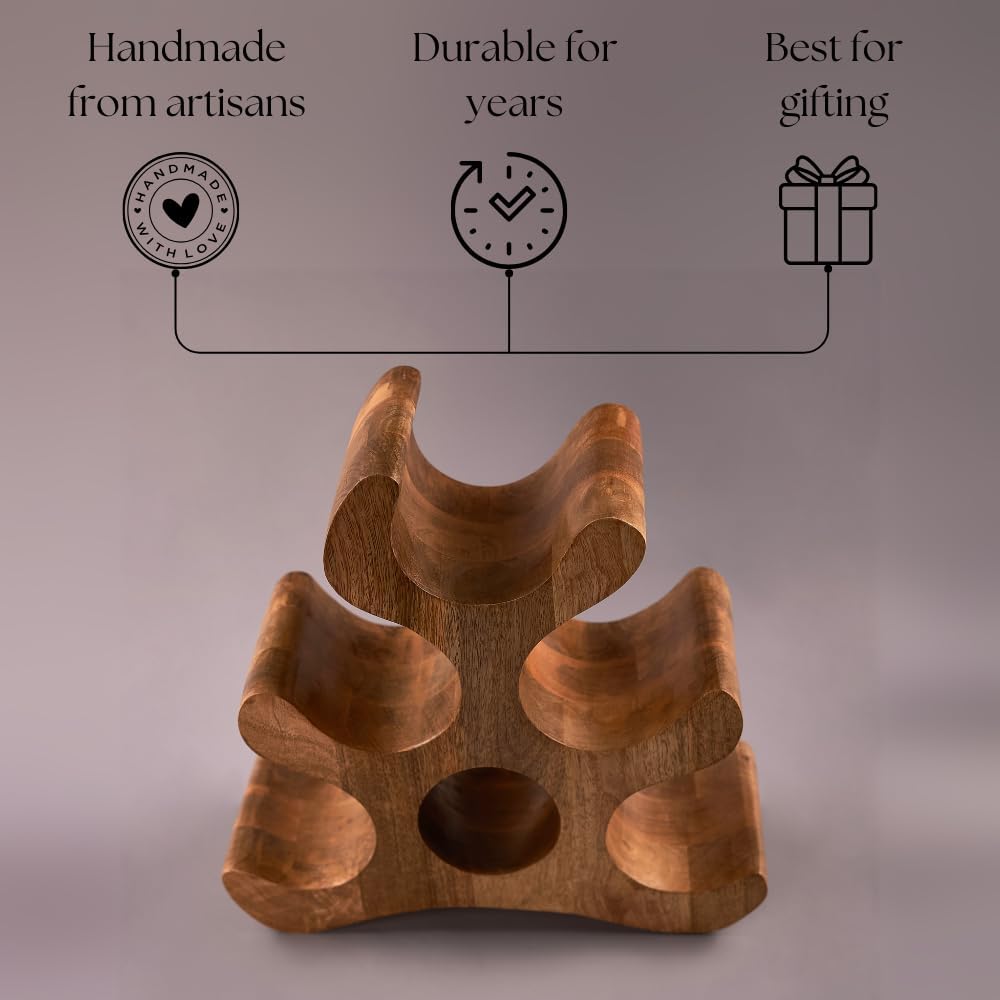 ZAARIYA Wooden Wine Holder for Kitchen and Bar 1
