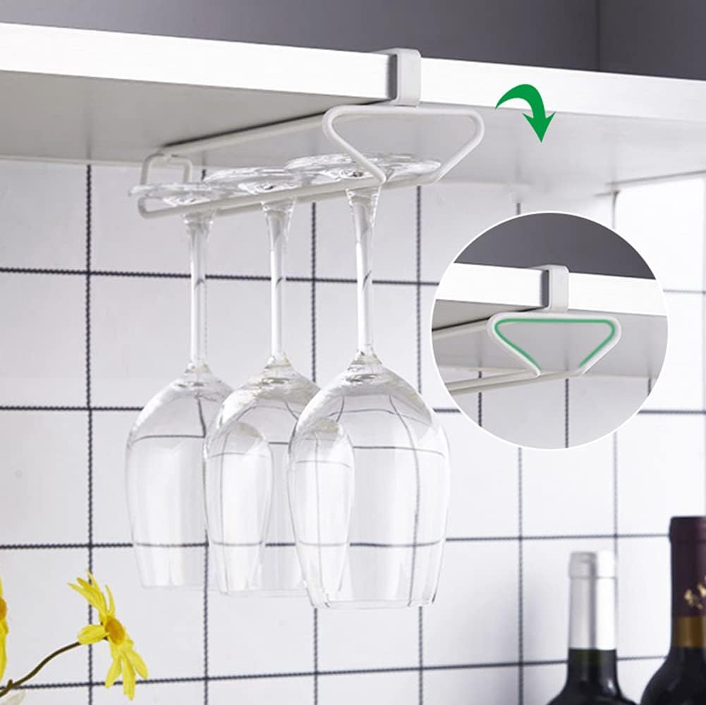 Portable Wine Glass Rack for Cabinet 2cm White Half Rows
