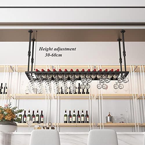 ZJDYDY Wall-Mounted Wine Glass Rack with 5 Sizes Black 60x30cm