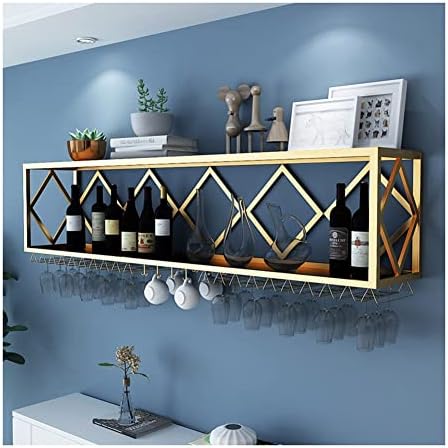 ZJDYDY Gold Wall-Mounted Wine Rack with Storage