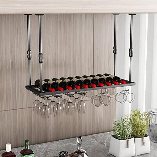 ZJDYDY Wall-Mounted Wine Glass Rack with 5 Sizes Black 60x30cm
