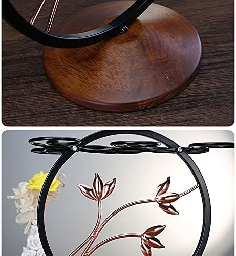 6 Hook Freestanding Wine Glass Rack with Wrought Iron Design