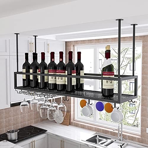Adjustable Ceiling Wine Glass Rack Iron Frame 120cm