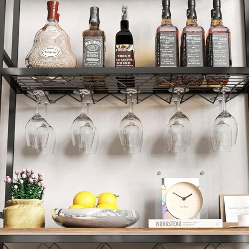 Yone Jx Je 3-Tier Wine Rack Bar Table with Storage