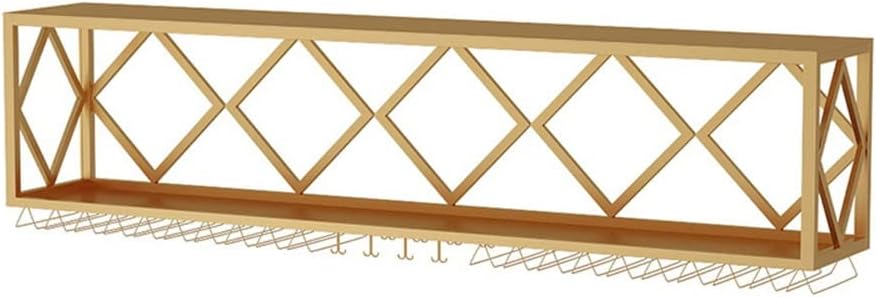ZJDYDY Gold Wall-Mounted Wine Rack with Storage