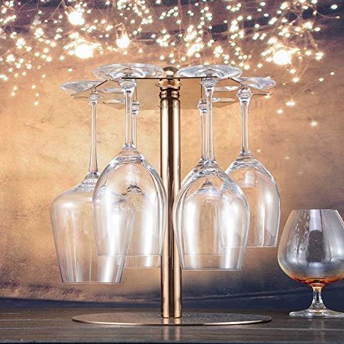 Wine Glass Rack with 6 Hooks Freestanding Stemware Holder Silver