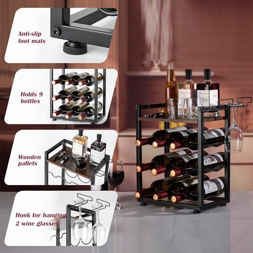 Facka 4-Tier Tabletop Wine Rack with 9 Bottles 1