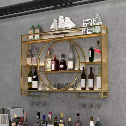 SilteD Floating Metal Wine Rack Wall Mount 100x15x80Cm