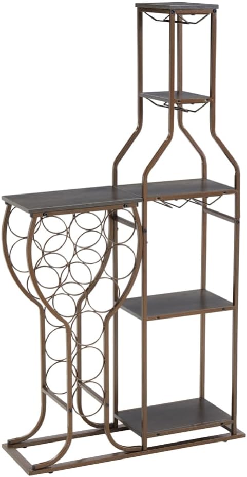 Volkmi 5-Tier Freestanding Wine Rack with Glass Holder and Storage
