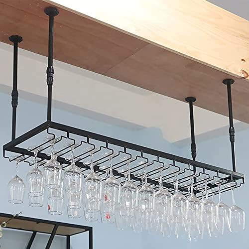 Adjustable Wall-Mounted Wine Glass Rack 80cm Black