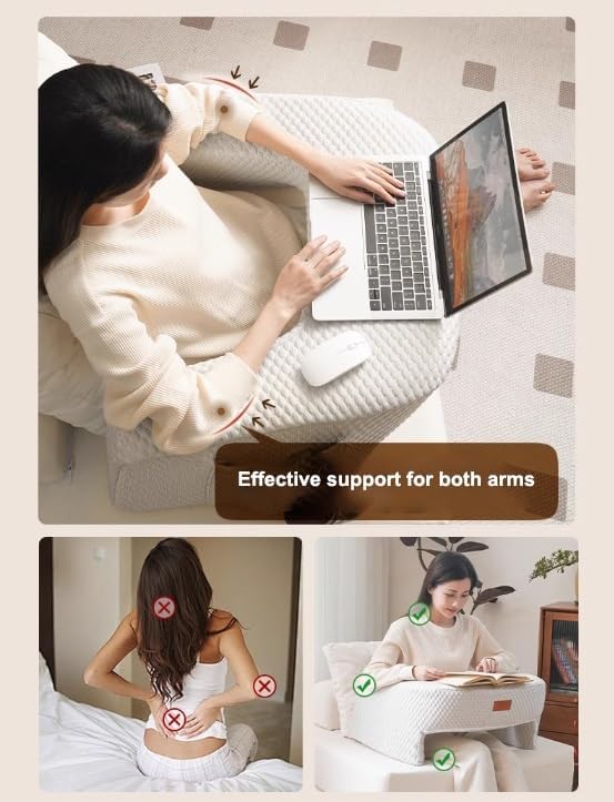 Lap Desk Pillow with Side Pockets and Memory Foam