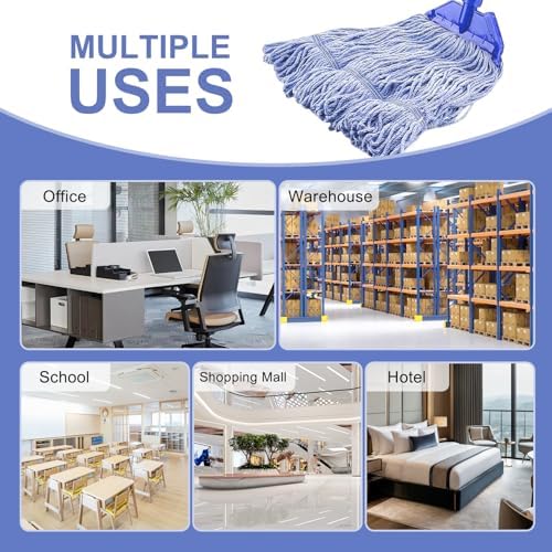 BAYAGIN 6 Pack Heavy Duty Blue Mop Head Replacement for Rubbermaid