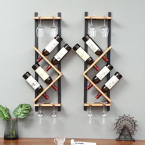 ZJDYDY Wall-Mounted Wooden Wine Rack Set