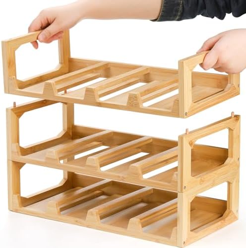 3 Tier Bamboo Water Bottle Organizer for Kitchen Cabinet