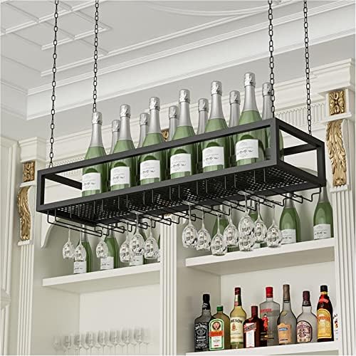 Suuim Wall-Mounted Wine Rack with Glass Holder Durable Metal Design