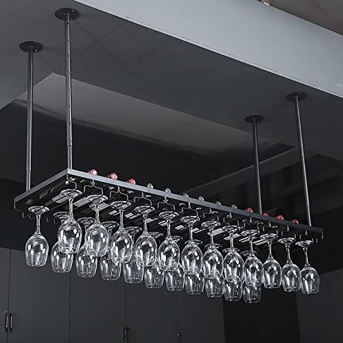 Adjustable Ceiling Hanging Wine Rack for Bars and Kitchens
