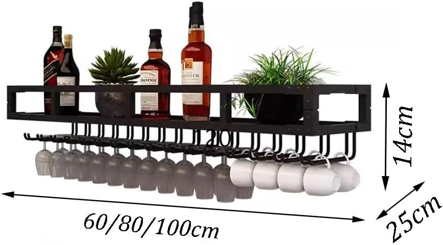 SilteD Industrial Wall-Mounted Wine Rack with Glass Holder and LED Light