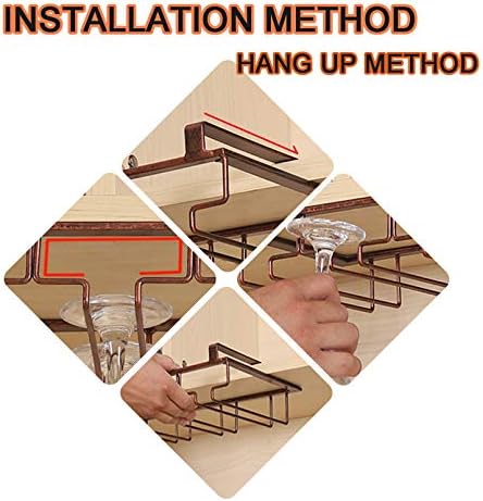 Wine Glass Rack Under Cabinet Metal Storage Hanger for Kitchen