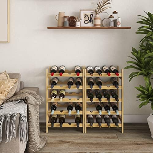 SMIBUY Bamboo Wine Rack 20 Bottles 5-Tier Free Standing