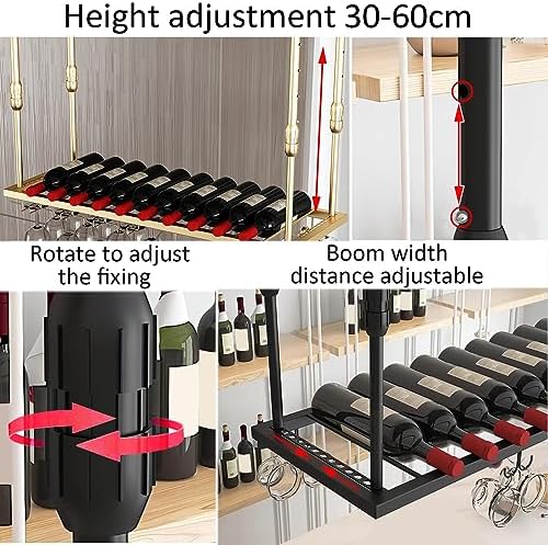 LIGUOYI Hanging Wine Glass Holder Adjustable Rack for Kitchen Bar