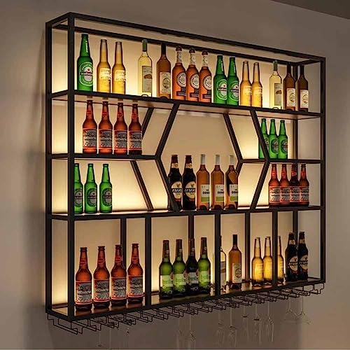 MaGiLL Wall Mounted LED Wine Rack with 4 Tiers