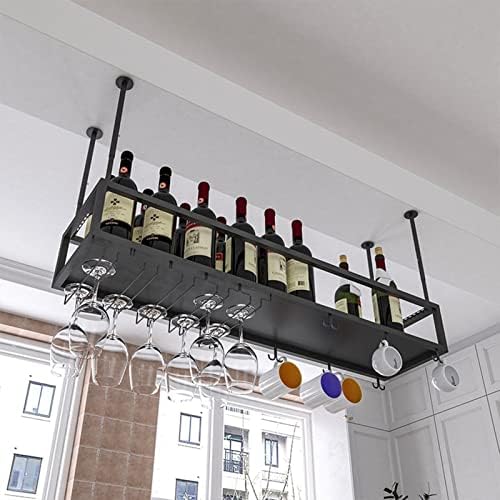 Wrought Iron Ceiling Wine Rack Holder with Adjustable Height and Width
