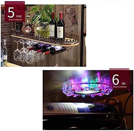 Ceiling Hanging Wine Rack with Glass Holder Shelf