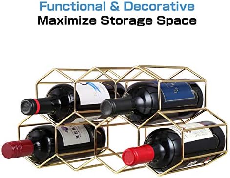 Buruis 9-Bottle Freestanding Wine Rack - Gold