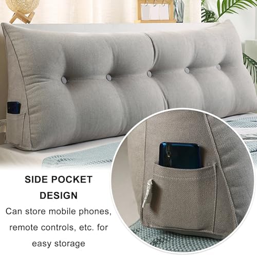 Thickened Triangular Headboard Pillow with Side Pocket and Removable Cover