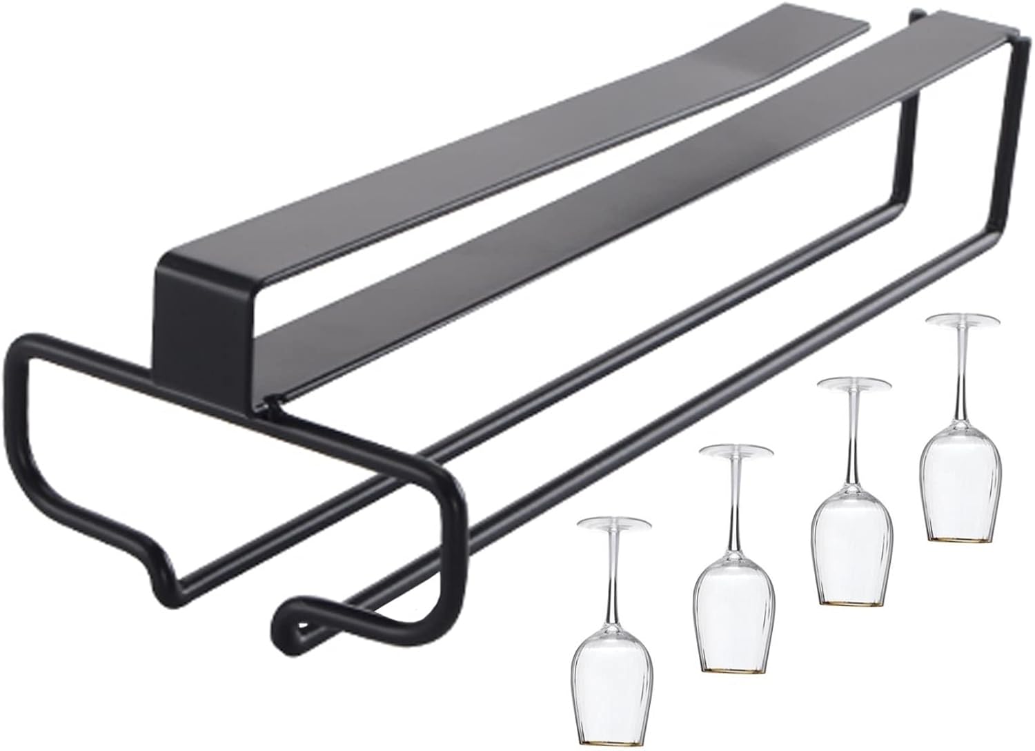 WORDFUN Wine Glass Rack Under Cabinet White Single Row Metal