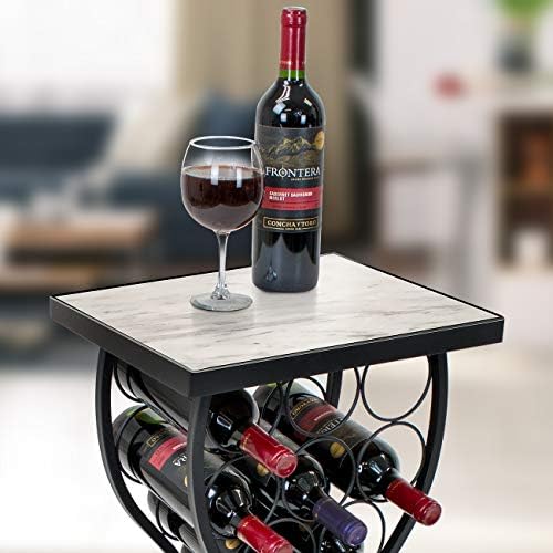 Sorbus Freestanding Wine Rack Console with White Marble Top