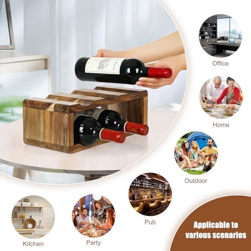 Jotboom 6 Bottle Acacia Wood Wine Rack