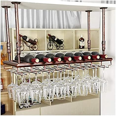 Ceiling Wine Rack with Glass Holder Spacious and Stylish