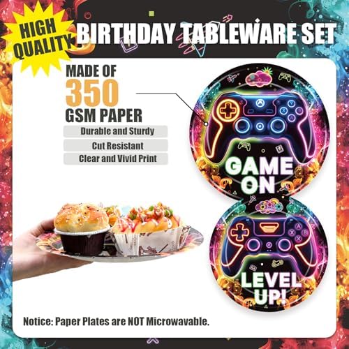 168 Pcs Neon Video Game Plates Napkins Set