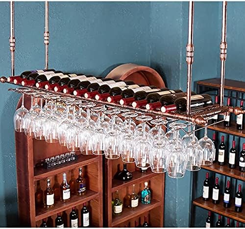 Bronze Wall-Mounted Wine Rack with Adjustable Hangers