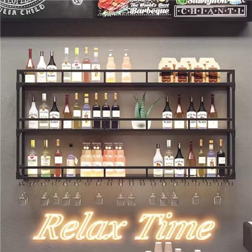 SilteD Wall-Mounted Wine Rack with LED - 80x25x90Cm