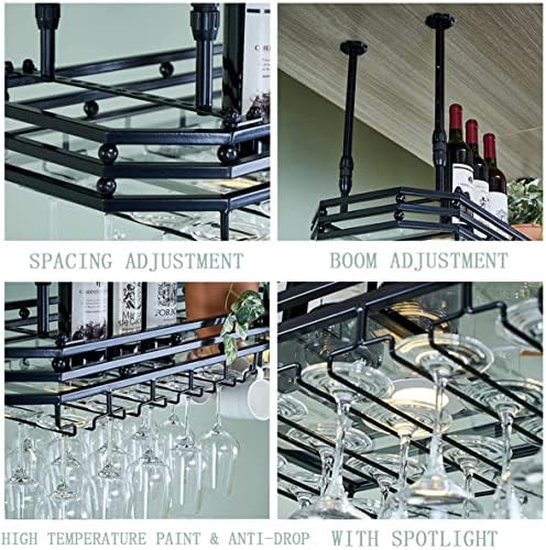 Ceiling Wine Glass Rack with Adjustable Height and Width